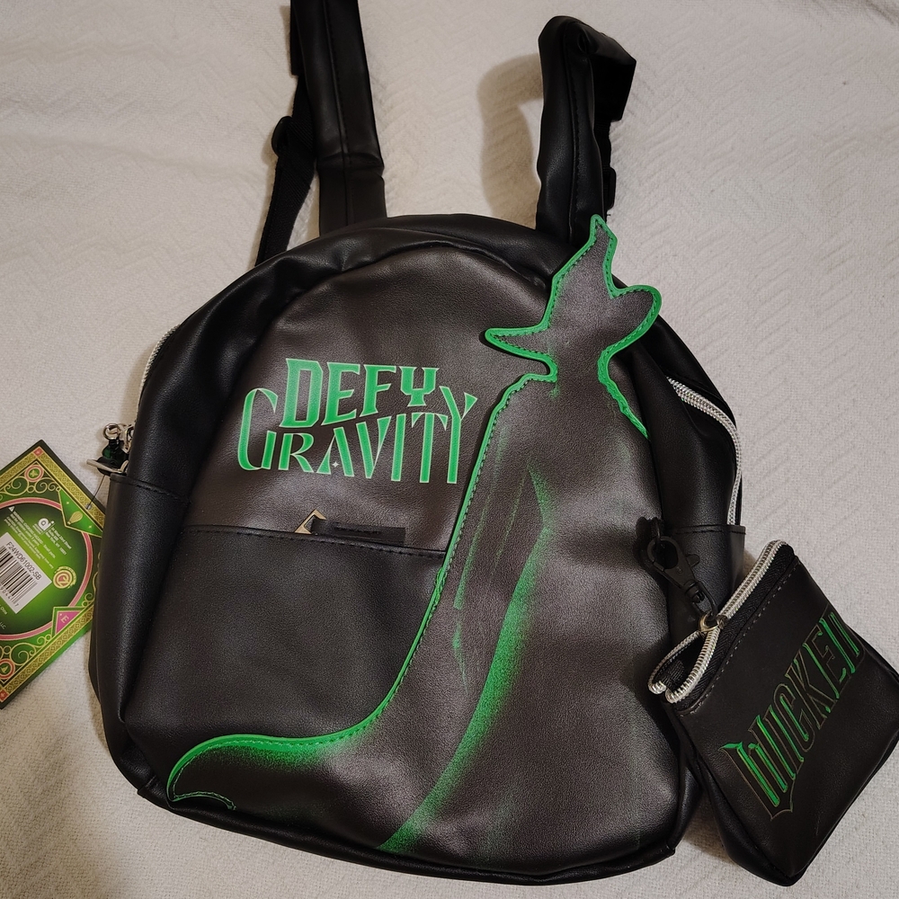 DISNEY  WICKED UNIVERSAL... NWT  ...Black and Green Backpack with Neon Accents